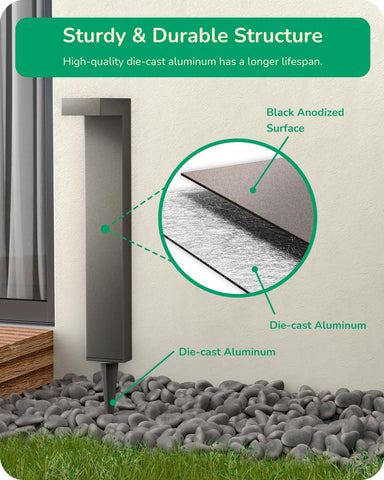 EDISHINE outdoor path light ground stake ensures stable installation along driveways.