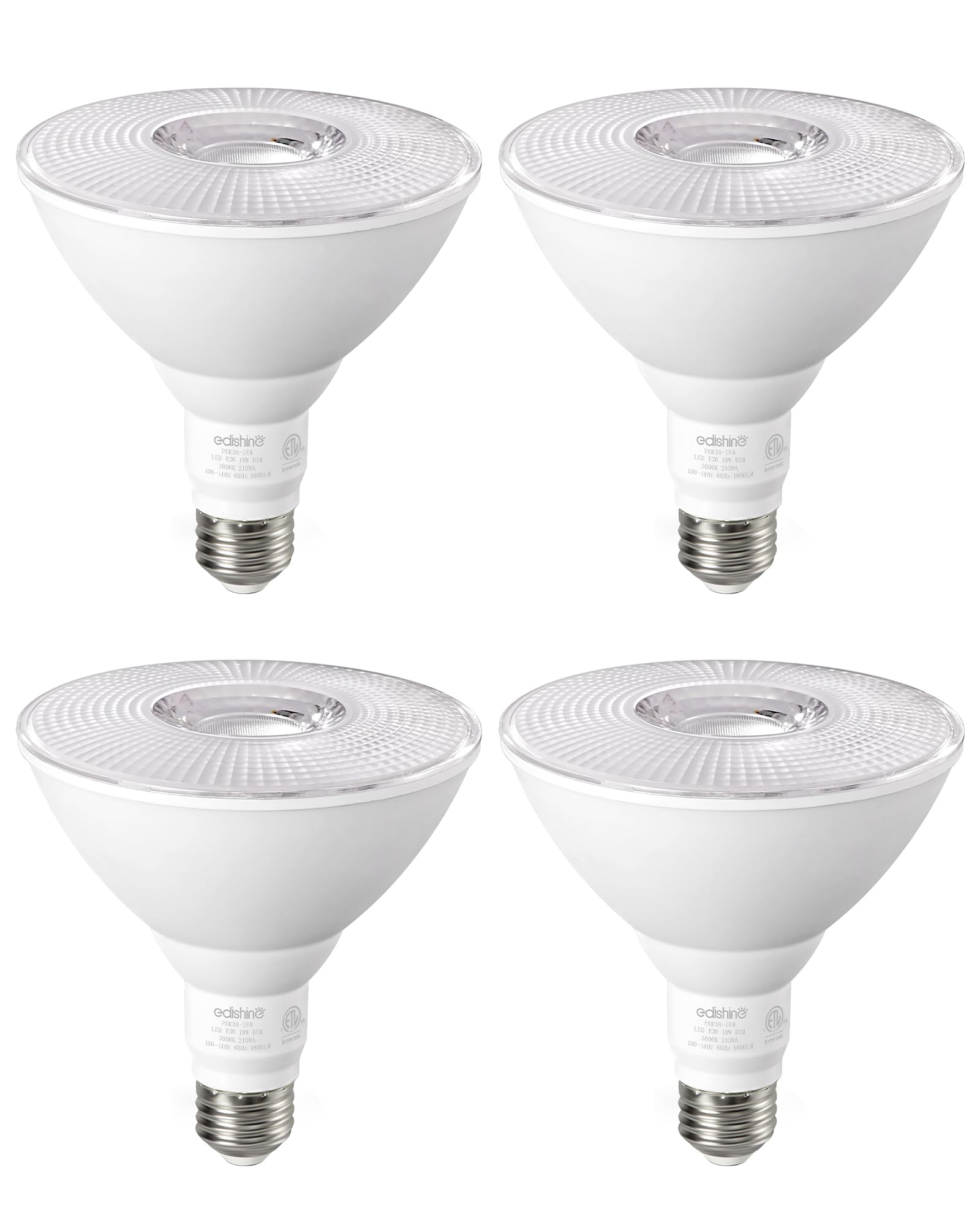 EDISHINE PAR38 outdoor flood light bulb for patios with warm 3000K glow