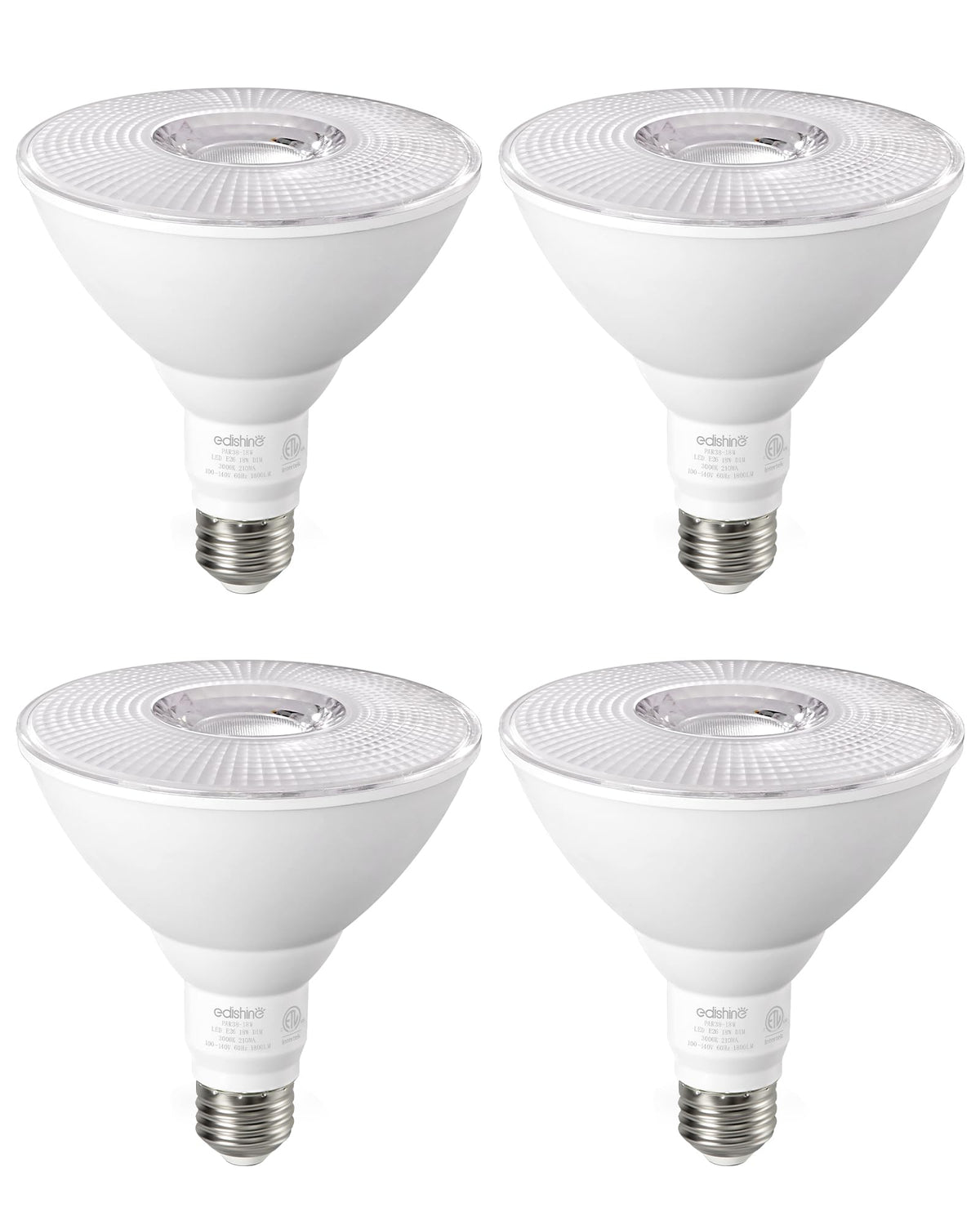 EDISHINE PAR38 outdoor flood light bulb for patios with warm 3000K glow