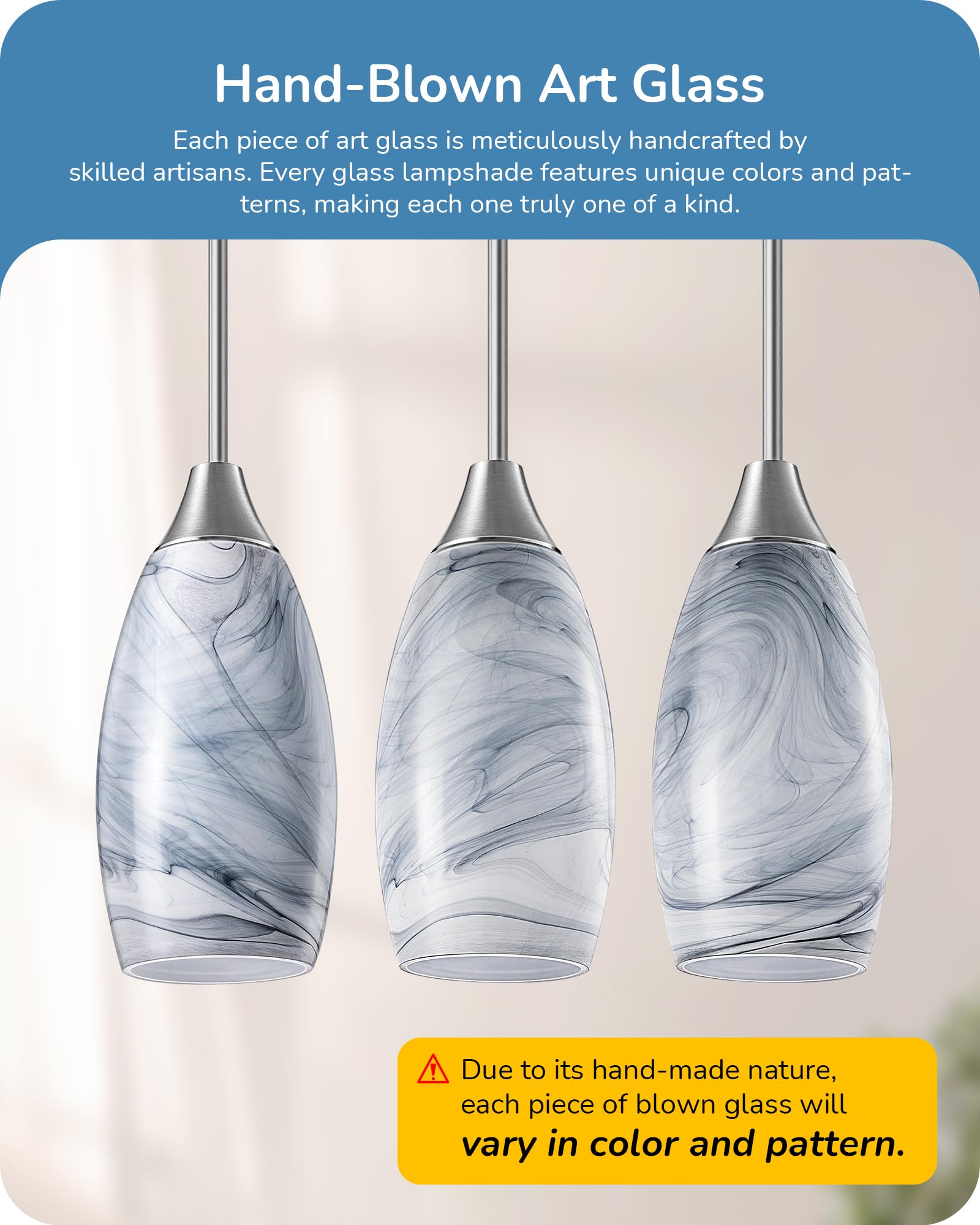 EDISHINE pendant light with adjustable rods, enabling versatile heights for kitchens and bars.