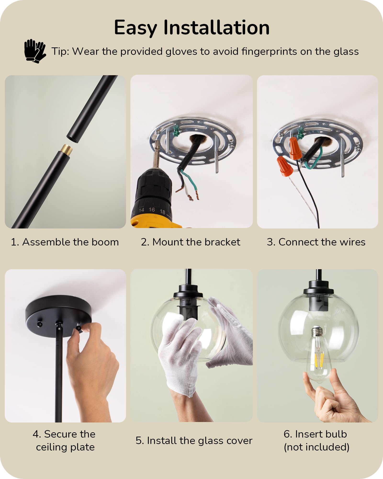 EDISHINE bottom-open shade facilitates quick bulb replacement