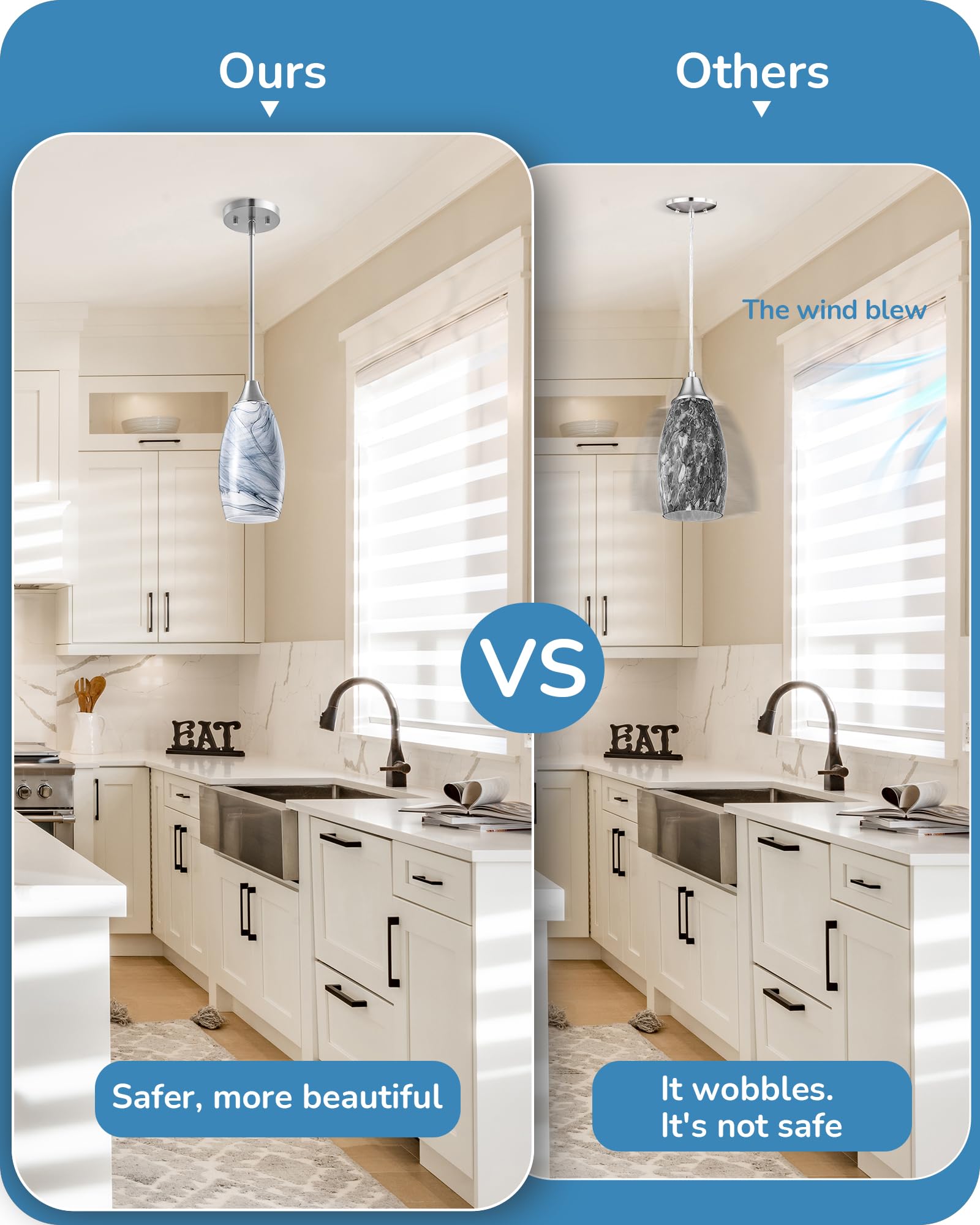 EDISHINE hardwired fixture offers easy bulb changes through wide shade opening.