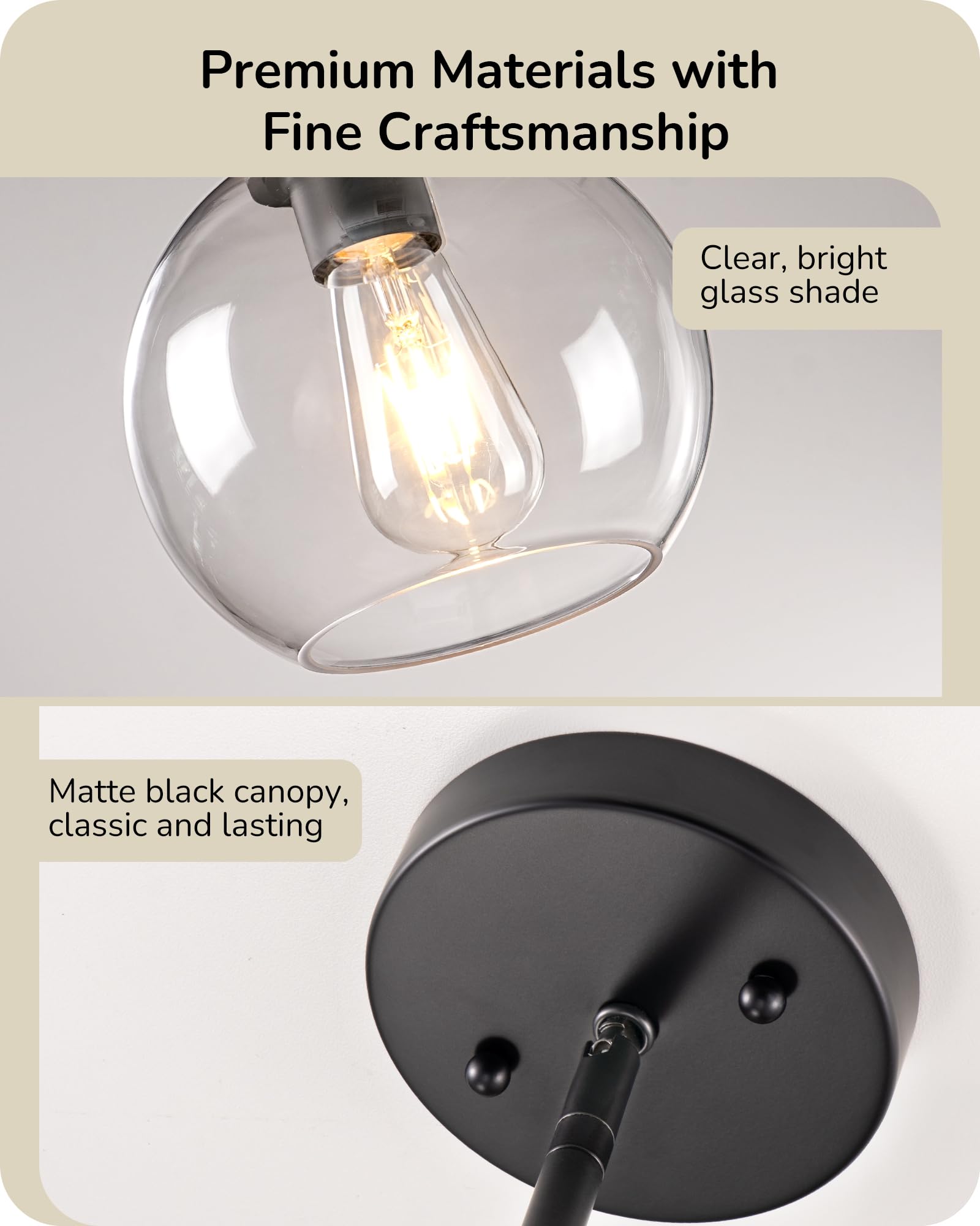 EDISHINE pendant light showcasing glass shade and matte black canopy for refined dining