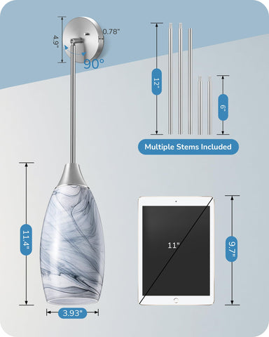 EDISHINE pendant lamp features 90-degree swivel head for flexible mounting options.