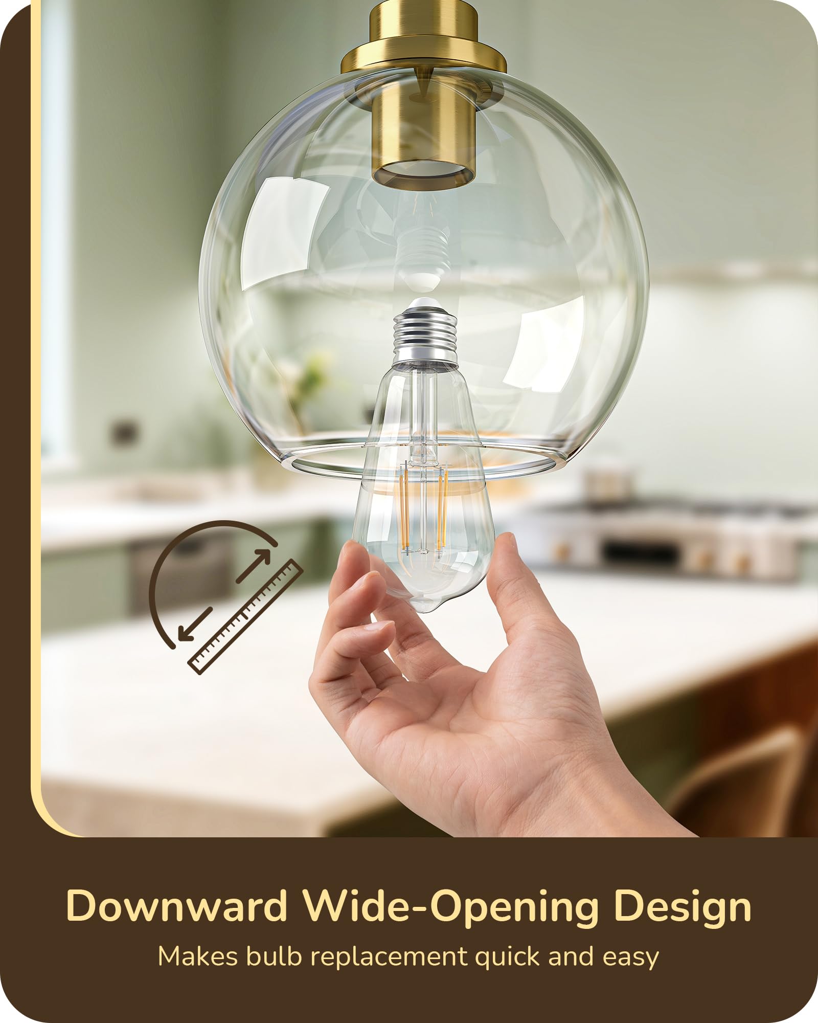 EDISHINE pendant light with E26 base ready for easy bulb upgrades