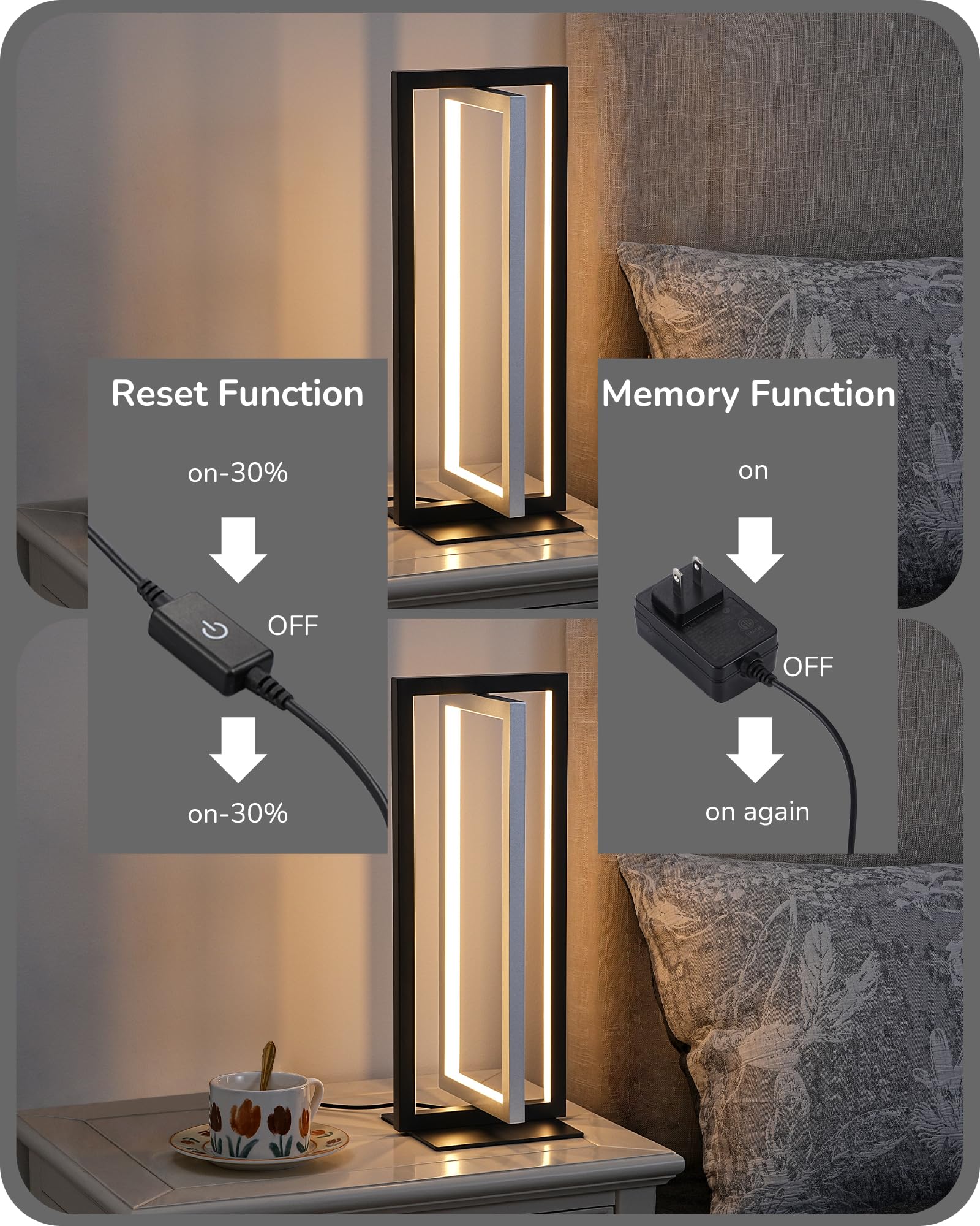 EDISHINE plug-in one-piece design is easy to place on a desk or nightstand.