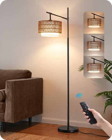 EDISHINE rattan-fabric double shades create versatile ambient lighting.