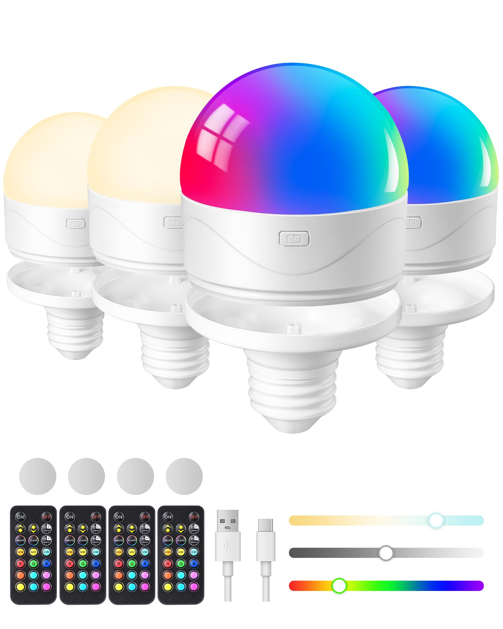 EDISHINE rechargeable light bulb with remote control for easy wireless lighting