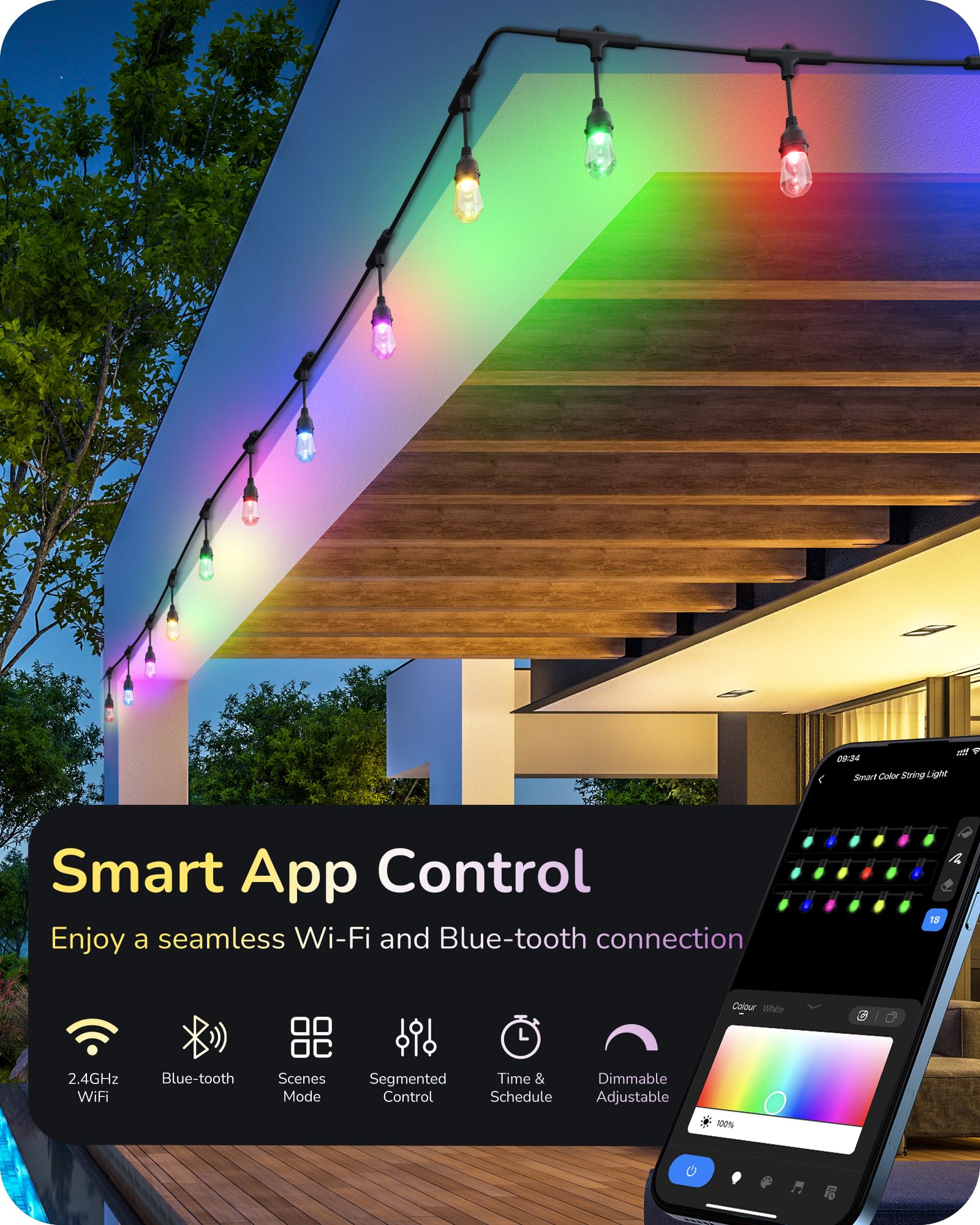 Close-up of EDISHINE RGB LED bulbs showcasing shatterproof acrylic design