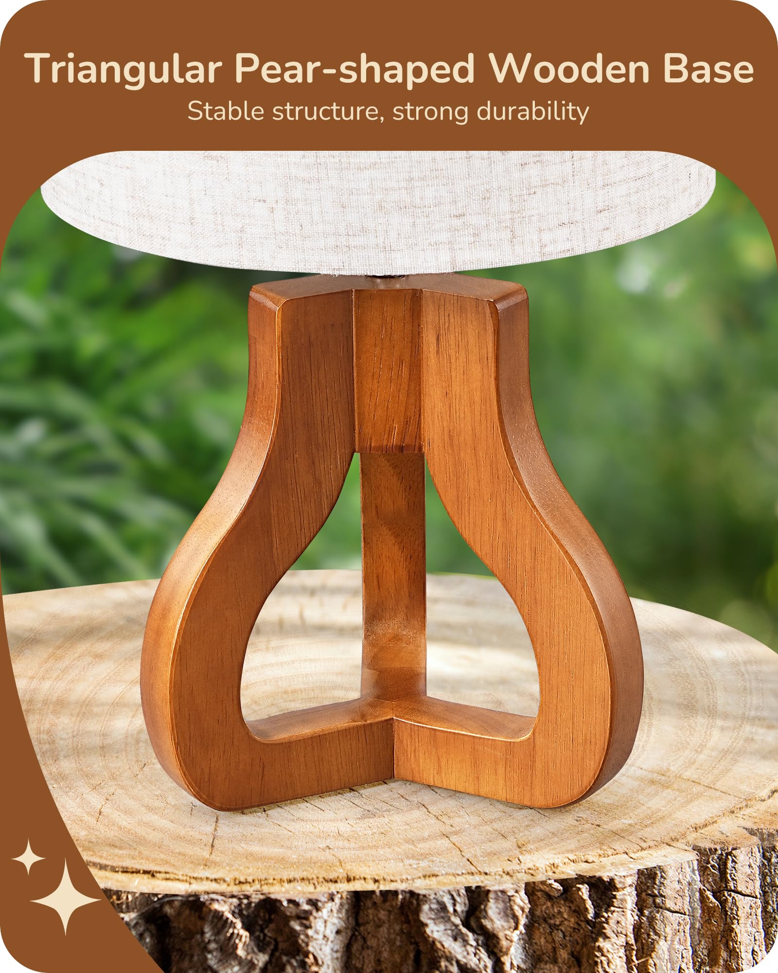 EDISHINE rose wood tripod bedside lamp on nightstand
