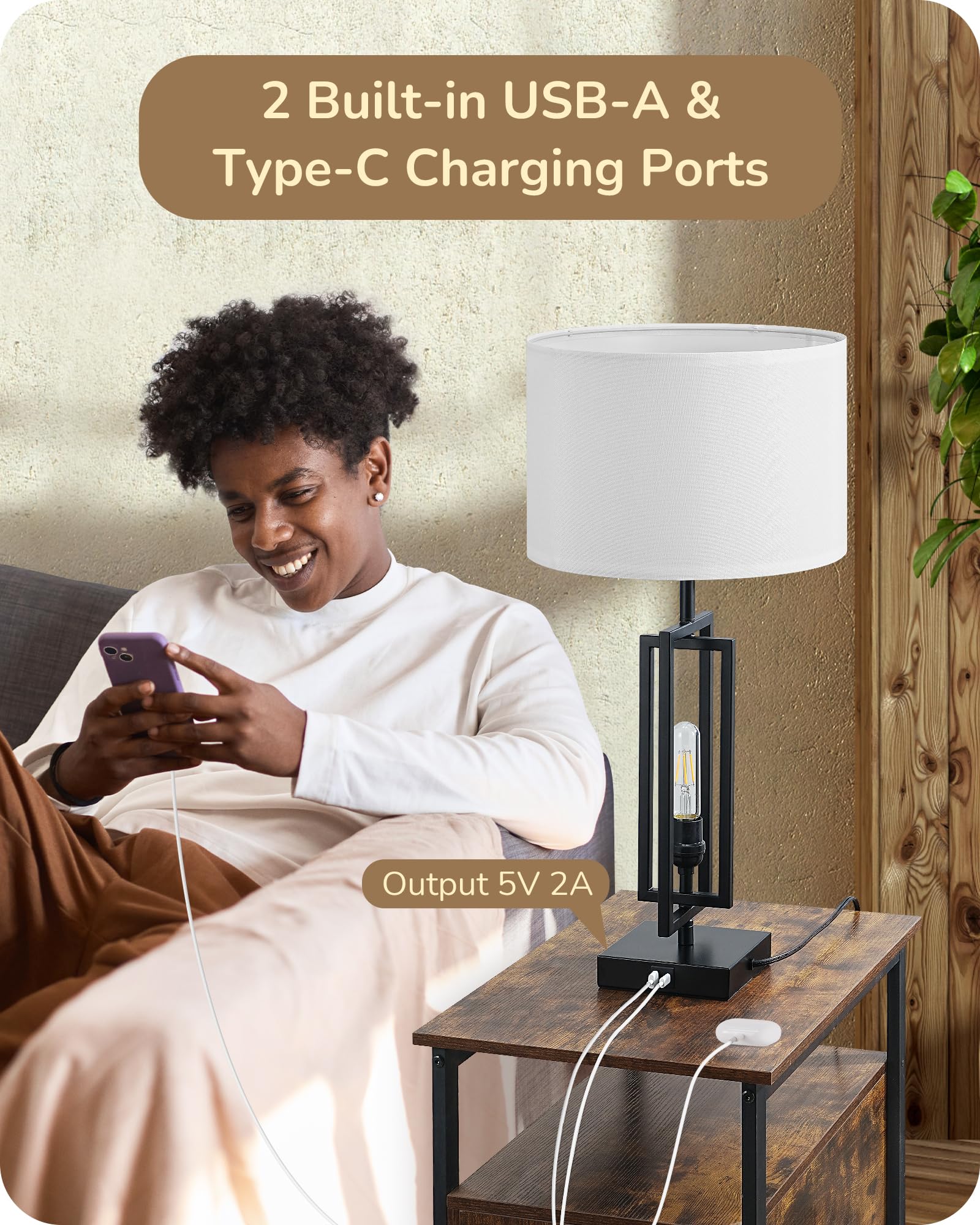 EDISHINE lamp base with rotatable geometric frame offers stable, stylish bedside lighting