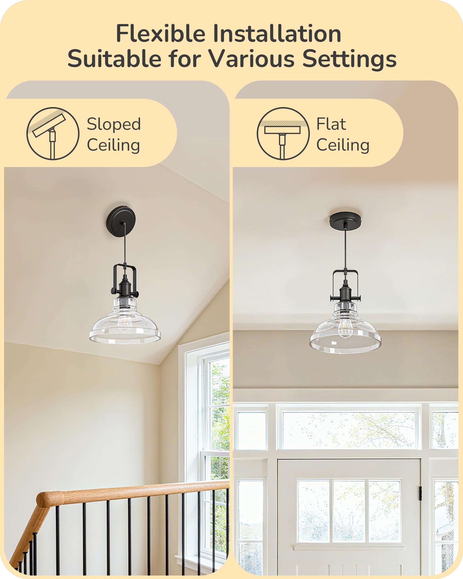 EDISHINE adjustable cord pendant lets you set ceiling height easily