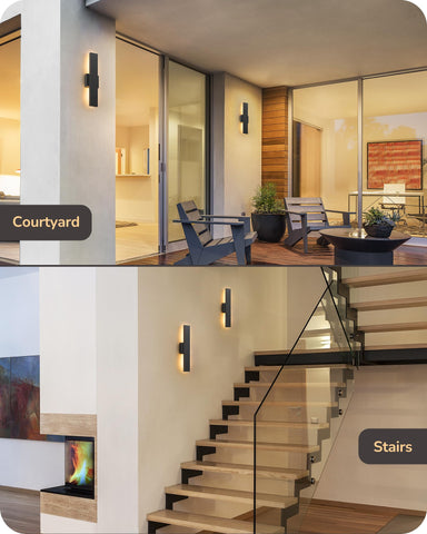 EDISHINE slim matte black outdoor light, glare-free illumination for safe entrance lighting.