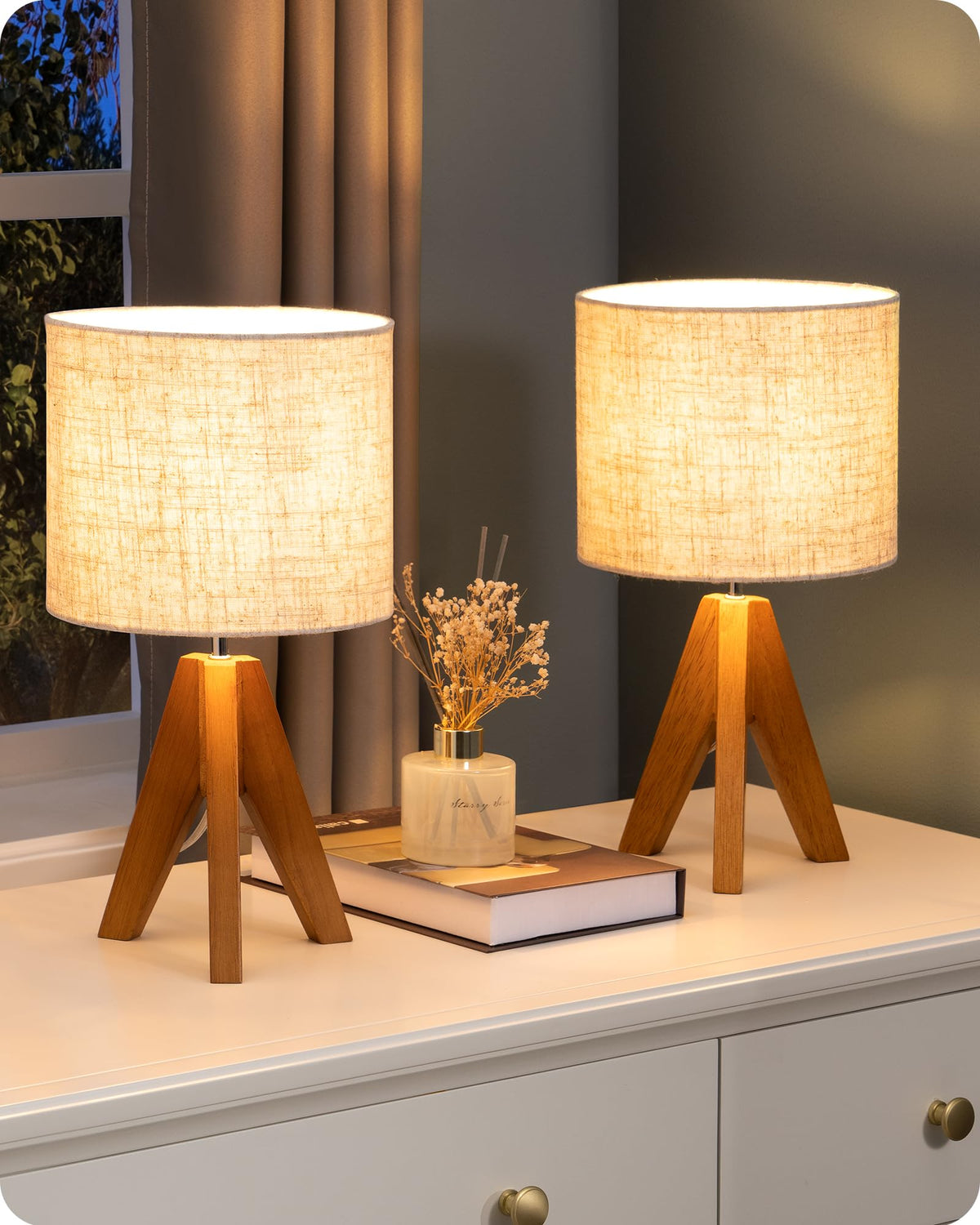 EDISHINE small table lamp with tripod base adds compact elegance to any setup.