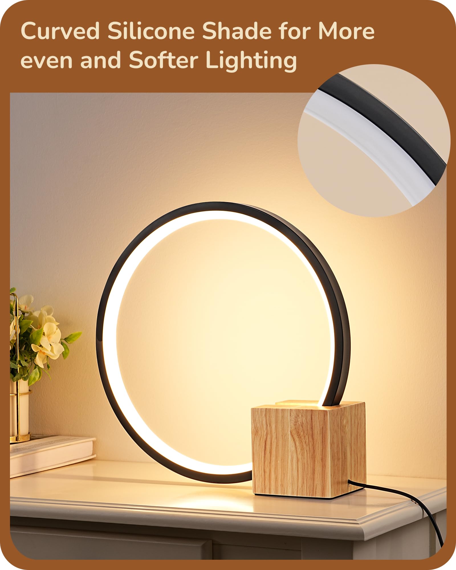 EDISHINE solid wood base closeup emphasizes durable construction and natural texture.