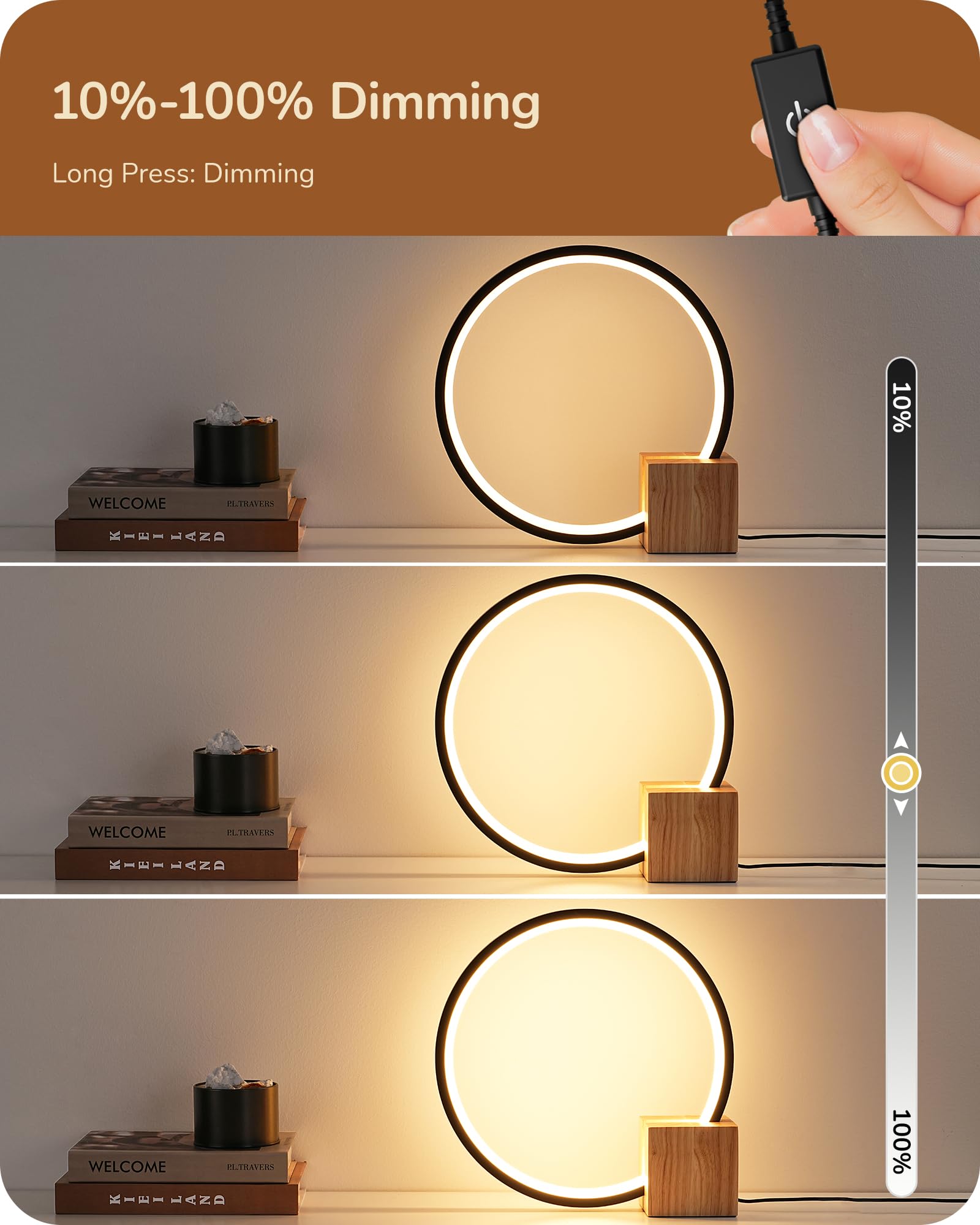 EDISHINE stepless dimming control shot demonstrates easy brightness adjustment.