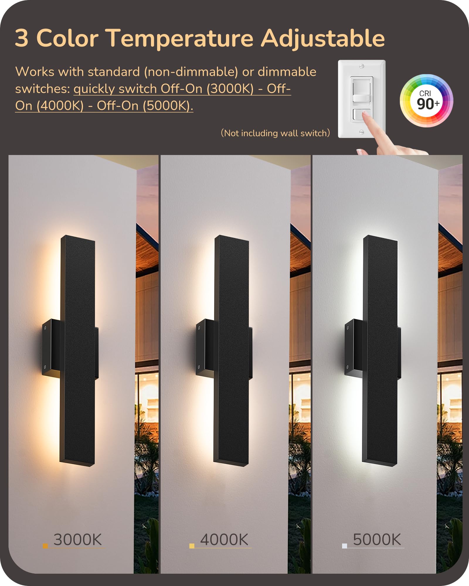 EDISHINE strip style exterior light, 3000k-4000k-5000k, easy ambience control.