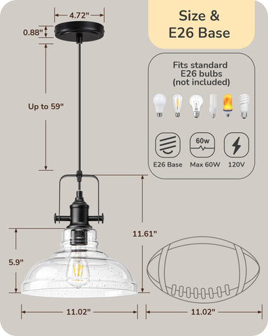 EDISHINE easy-install pendant includes hardware for quick setup