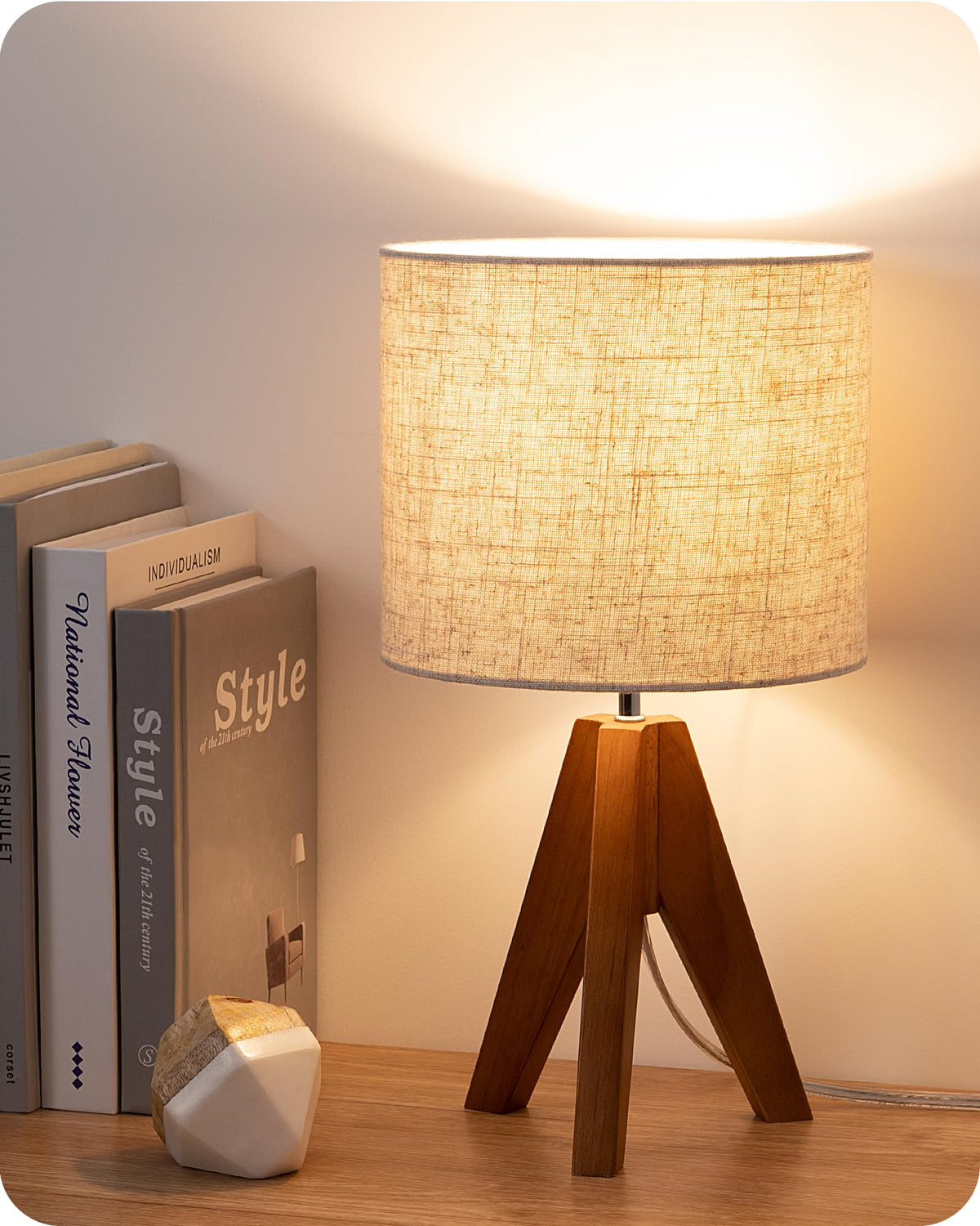 EDISHINE Tripod Table Lamp base — sturdy wooden tripod for stable bedside lighting.