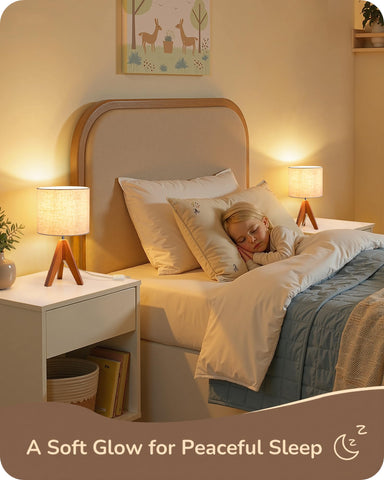 EDISHINE Tripod Table Lamp bedside setup — safe triangle base for child-friendly bedrooms.