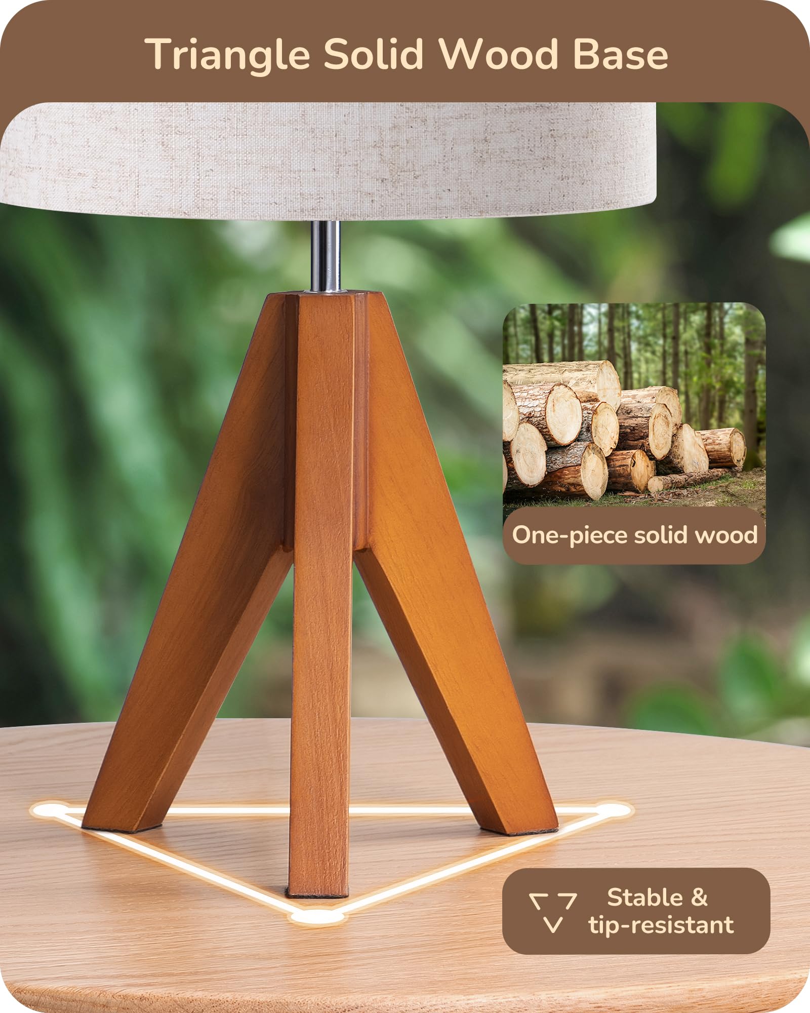 EDISHINE Tripod Table Lamp shade beige linen — warm, soft illumination for relaxing rooms.