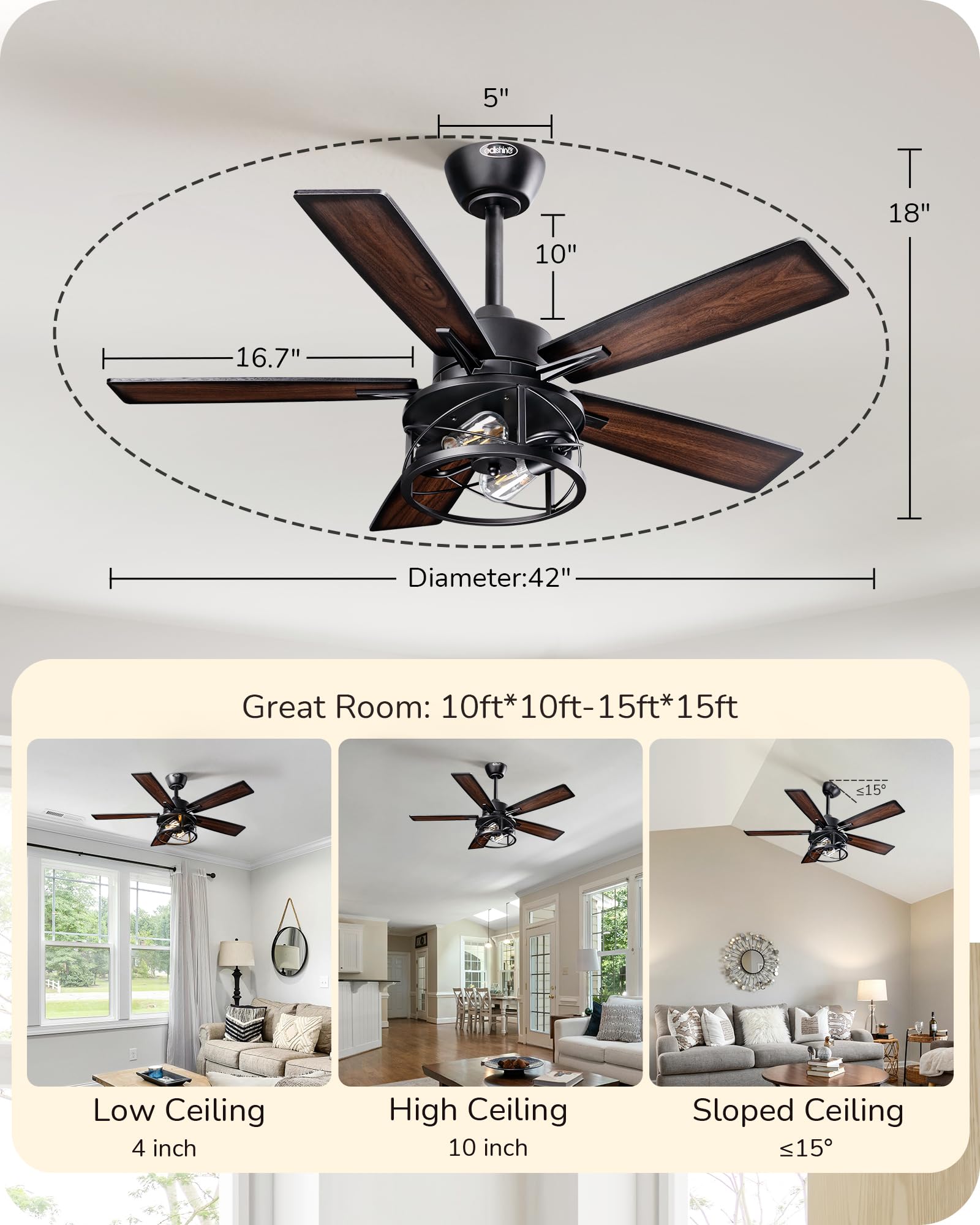 EDISHINE UL-listed ceiling fan combines safety with trusted performance
