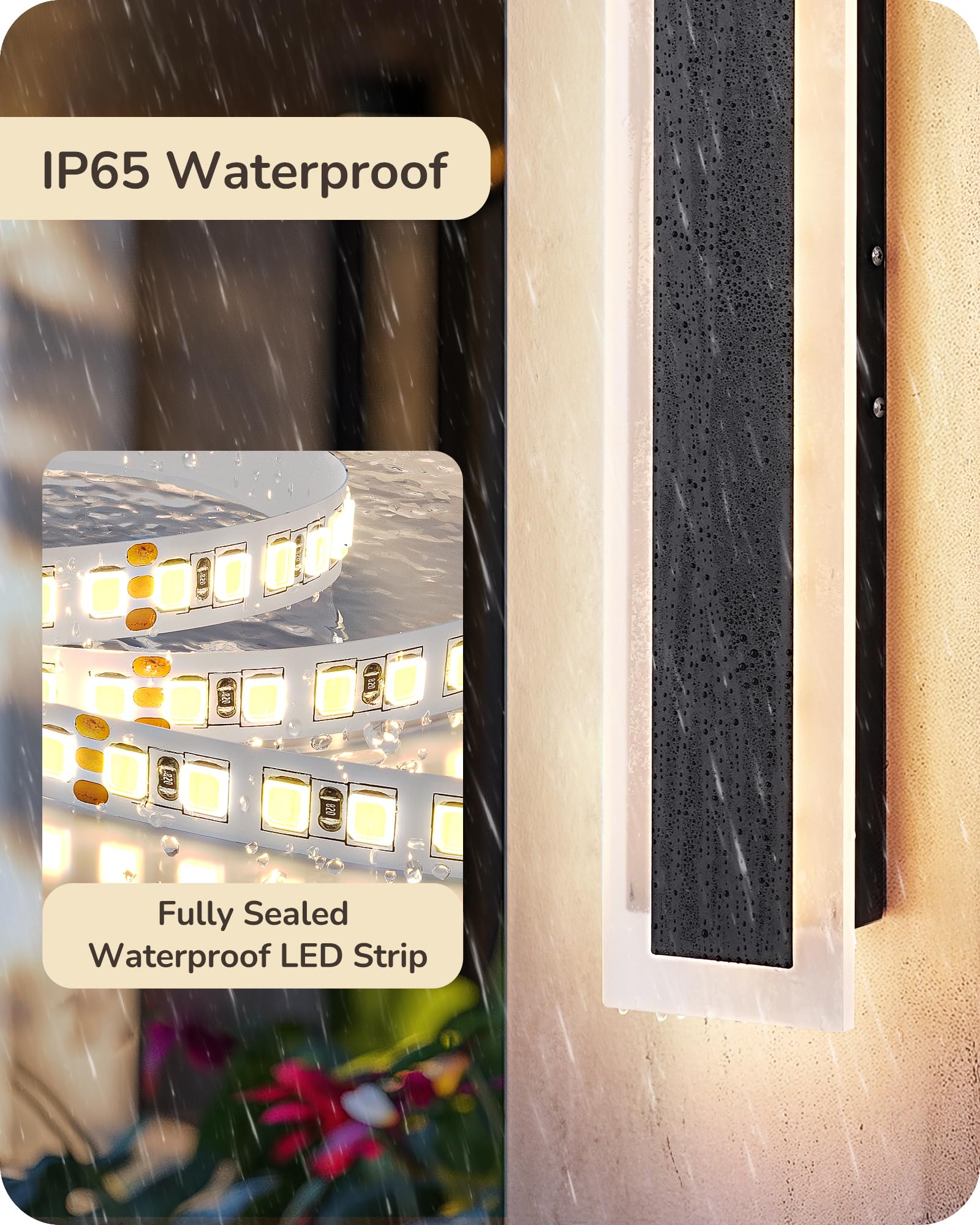 EDISHINE IP65-rated exterior wall light with rain exposure suitability