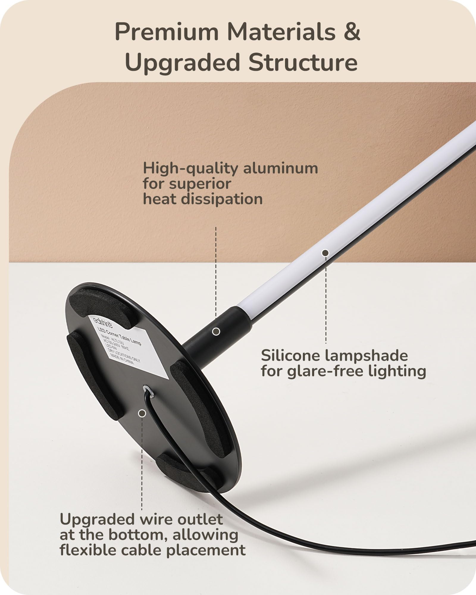 EDISHINE Upgraded LED table lamp soft silicone shade provides gentle, non-glare lighting