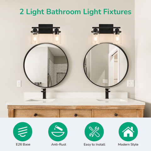 EDISHINE vanity light showing clear glass shades and modern look for even illumination