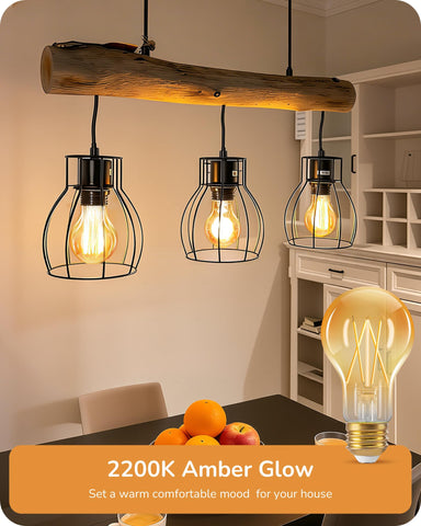 EDISHINE amber-warm 2200K Edison bulb creates cozy ambience in dining rooms and lounges