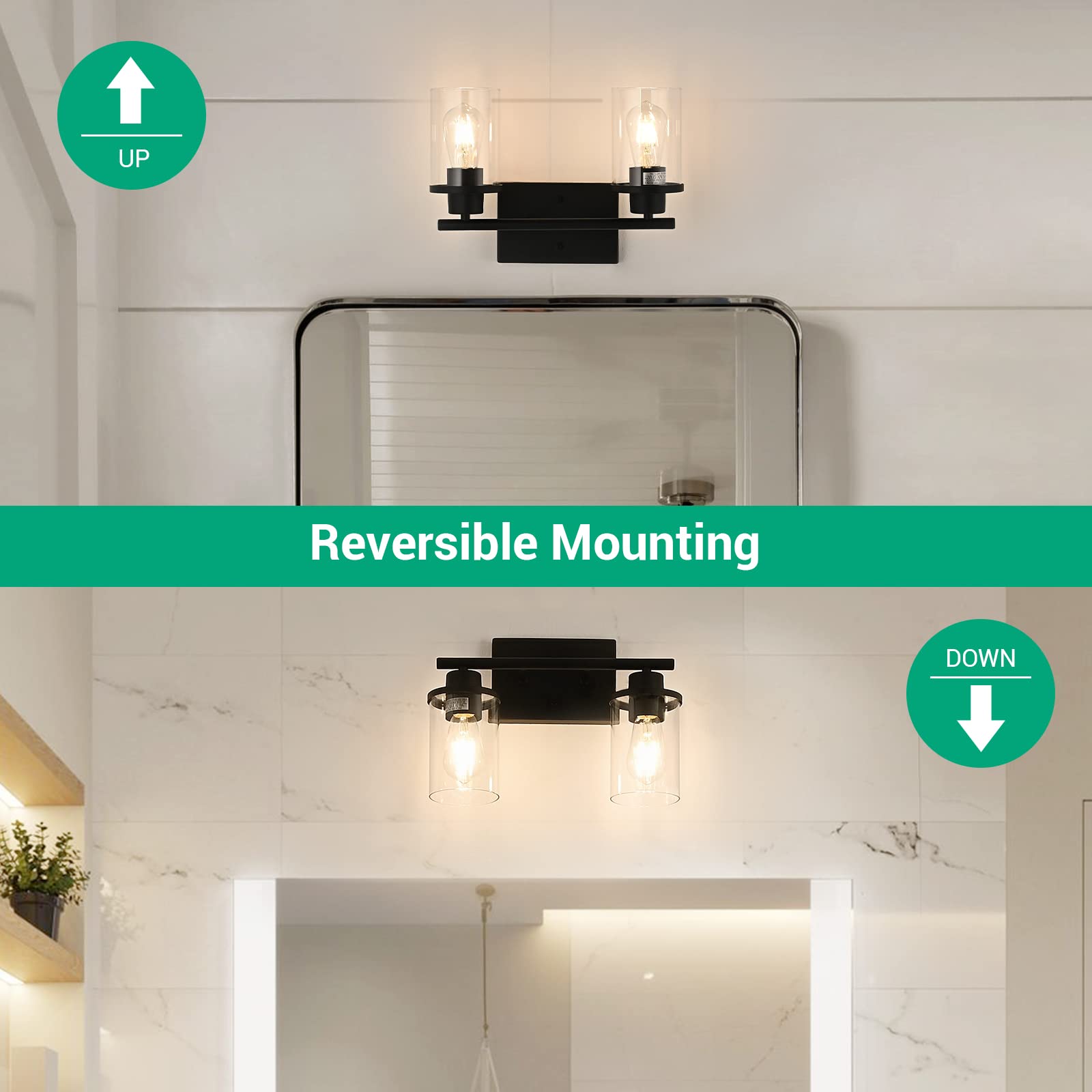 EDISHINE wall sconce in durable matte black metal suitable for humid spaces