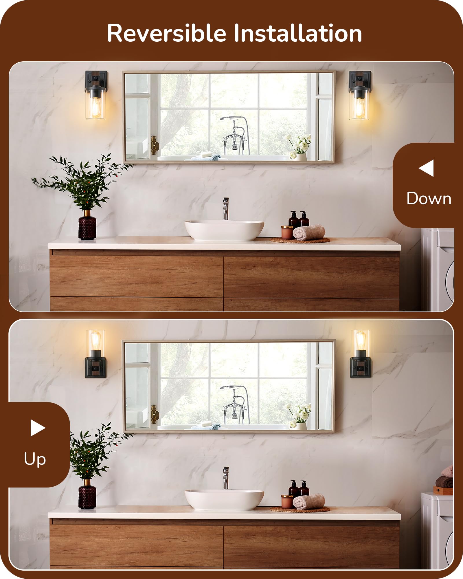 EDISHINE wall sconce showing E26 socket compatibility for bulbs