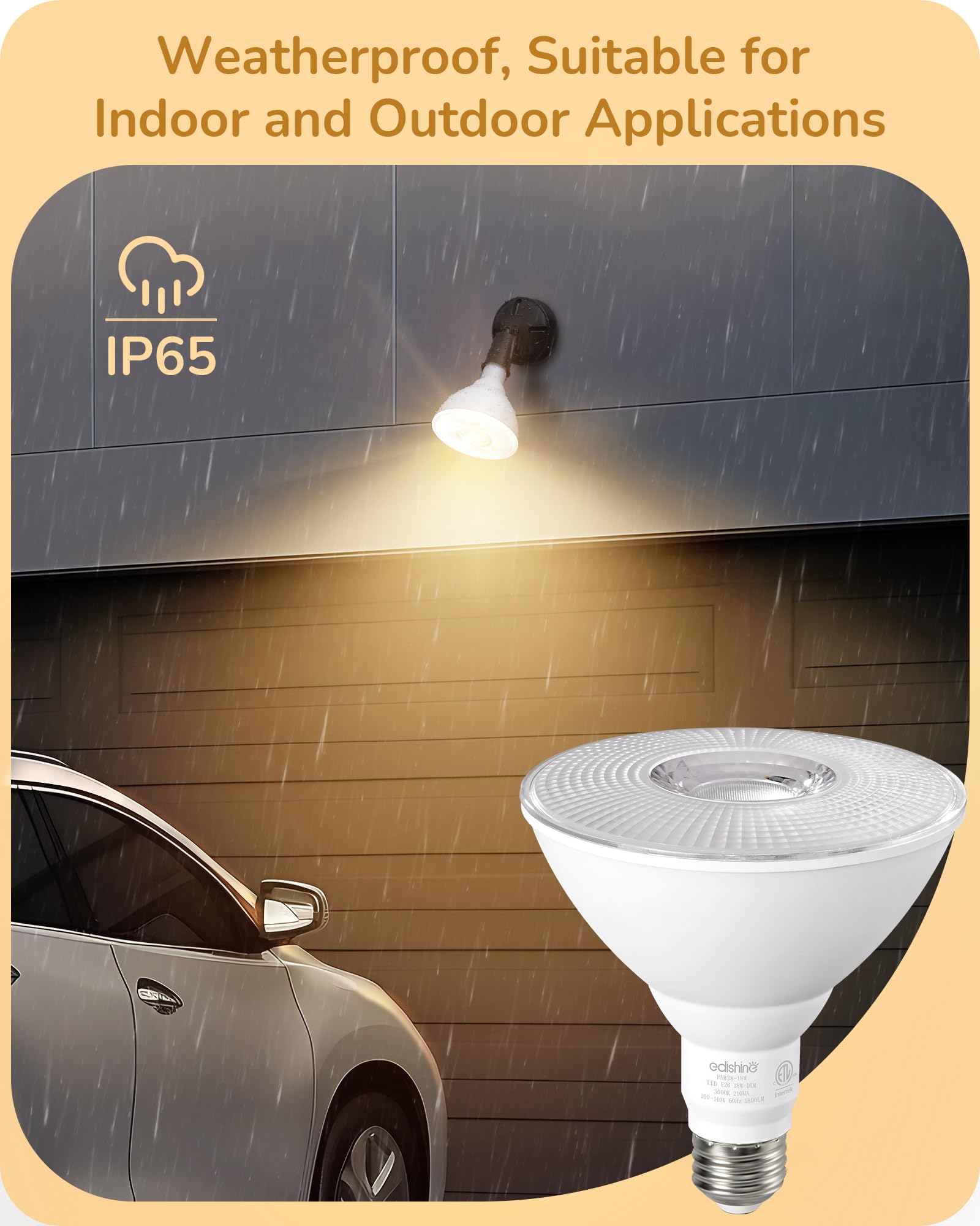 EDISHINE warm 3000K flood light creates inviting outdoor ambiance