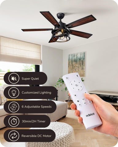 EDISHINE wood blades ceiling fan adds warm rustic texture to rooms