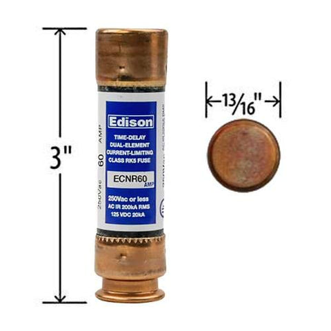Edison ECNR60 dimensions label showing compact 3x13/16 inch size for tight spaces