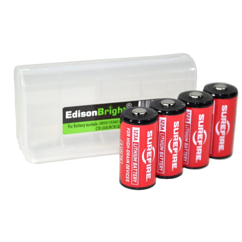 EdisonBright BBX3 carry case neatly stores four SF123A batteries.