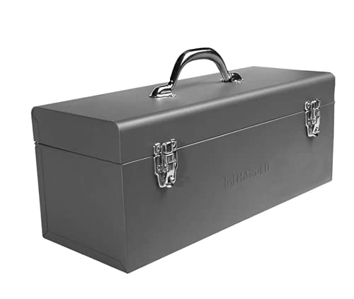 Edward Tools 17-inch metal toolbox with organizer tray for easy tool organization.