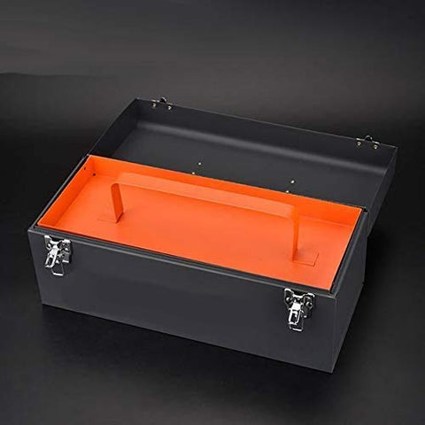 Edward Tools 17-inch toolbox reinforced steel handles for easy transport.