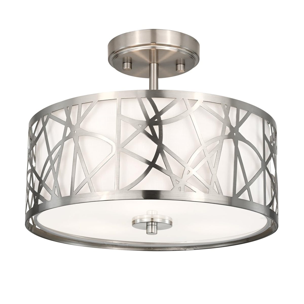 Edwarmlux 3-light drum ceiling light with brushed nickel finish for modern living rooms.