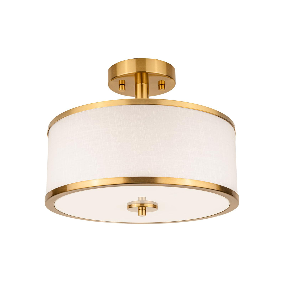Edwarmlux 3-light semi-flush gold drum with white shade for modern living rooms
