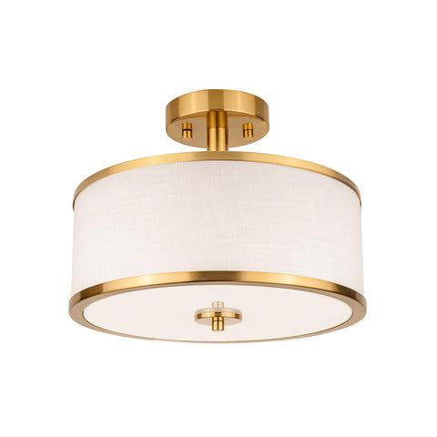 Edwarmlux 3-light semi-flush gold drum with white shade for modern living rooms