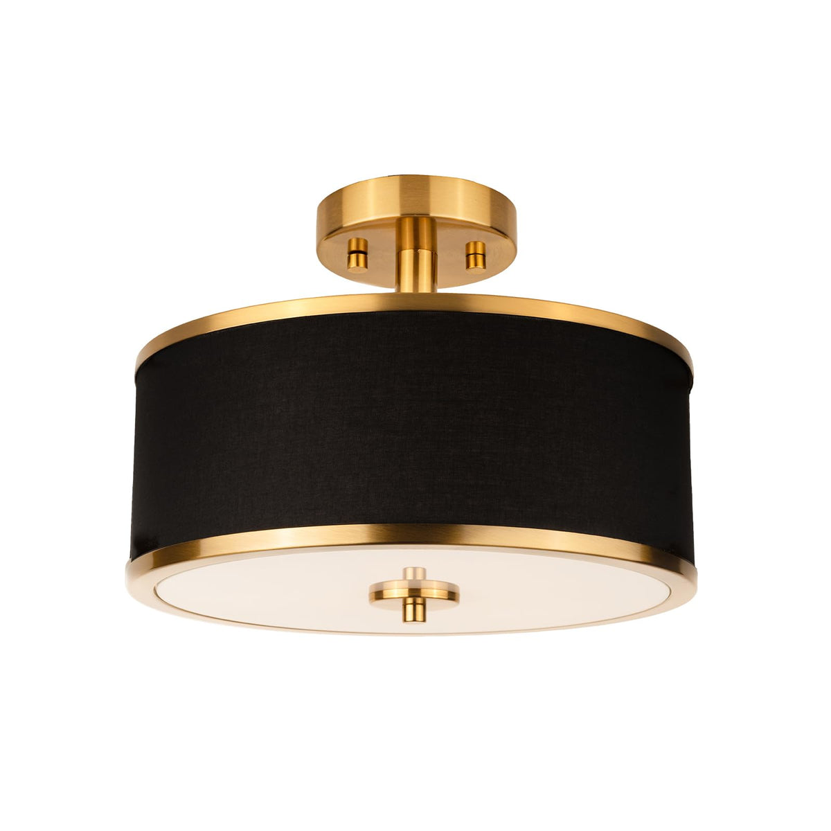 Edwarmlux 3-light semi-flush ceiling light in gold finish over a living room for warm ambience