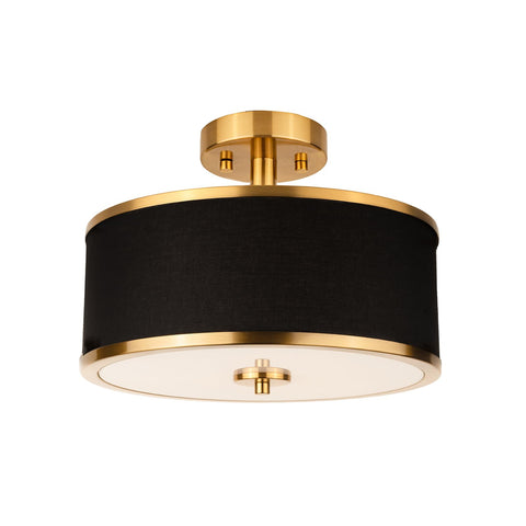 Edwarmlux 3-light semi-flush ceiling light in gold finish over a living room for warm ambience