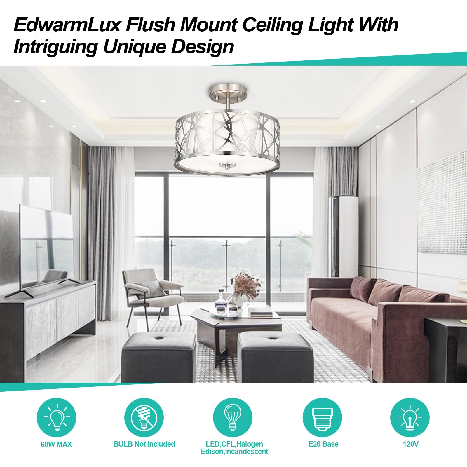 Edwarmlux frosted diffuser softens brightness for comfortable nighttime lighting.