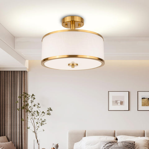 Edwarmlux white fabric shade diffuses soft light through the frosted diffuser