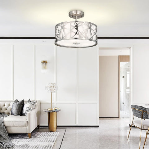 Edwarmlux white linen drum shade diffuses light for cozy spaces.
