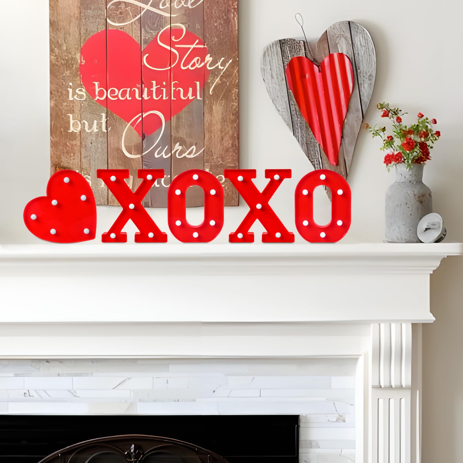 EDYCON valentines day sign emits soft warm LEDs for home parties.