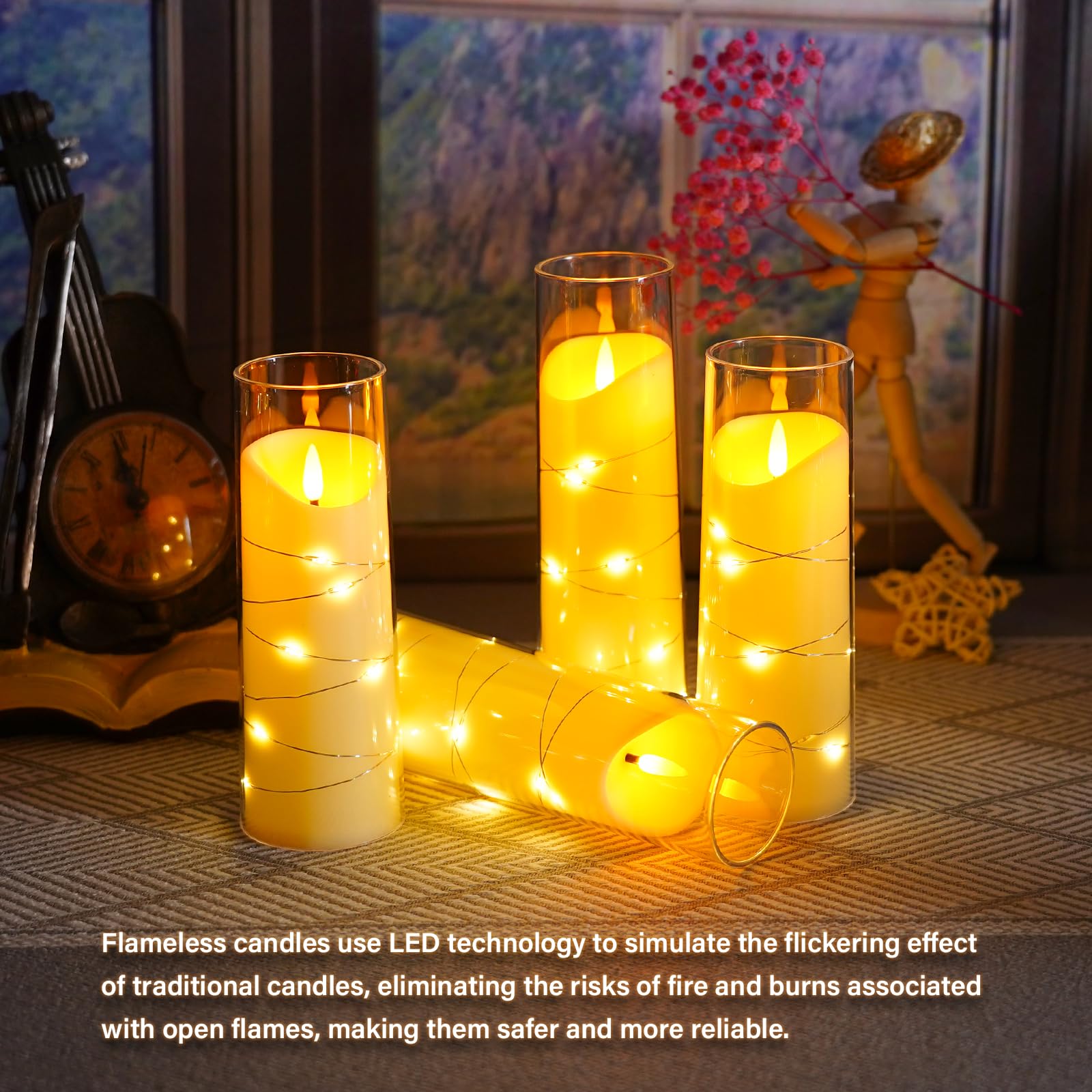 Eebuss battery-operated candles offer cordless placement for flexible decor.