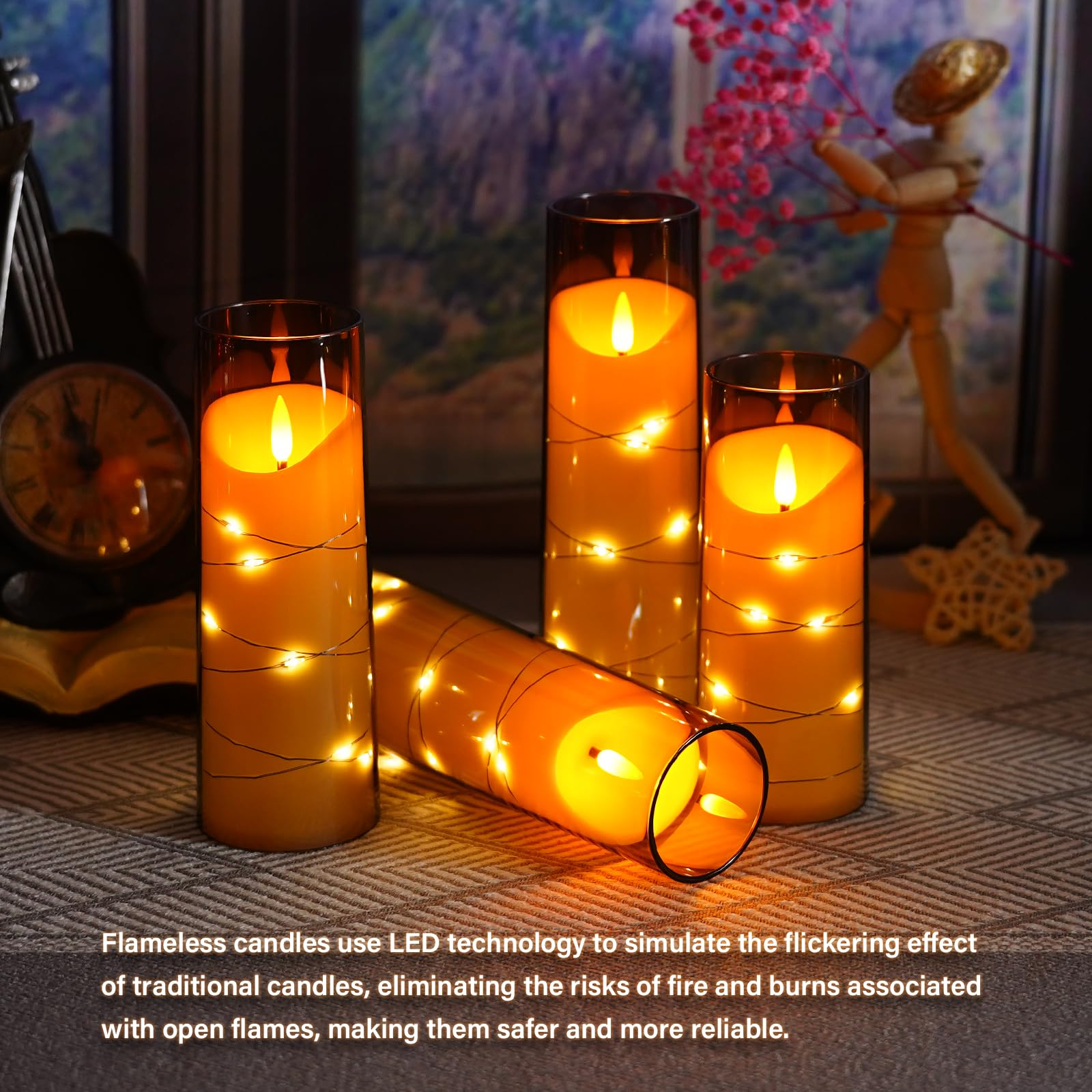 Eebuss battery-operated candles enable versatile placement without cords.