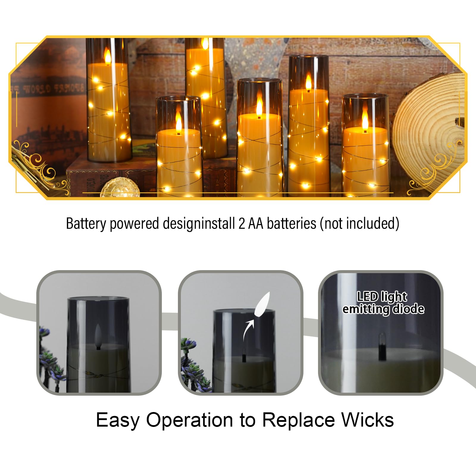 Eebuss flameless candle with remote control and timer for easy mood setting.
